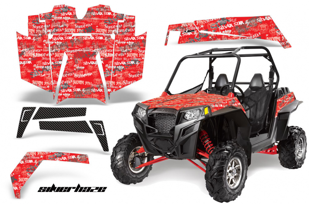 Silverstar - Silverhaze Hintergrund = Rot, Designfarbe = Weiß Polaris RZR 900XP 11-14