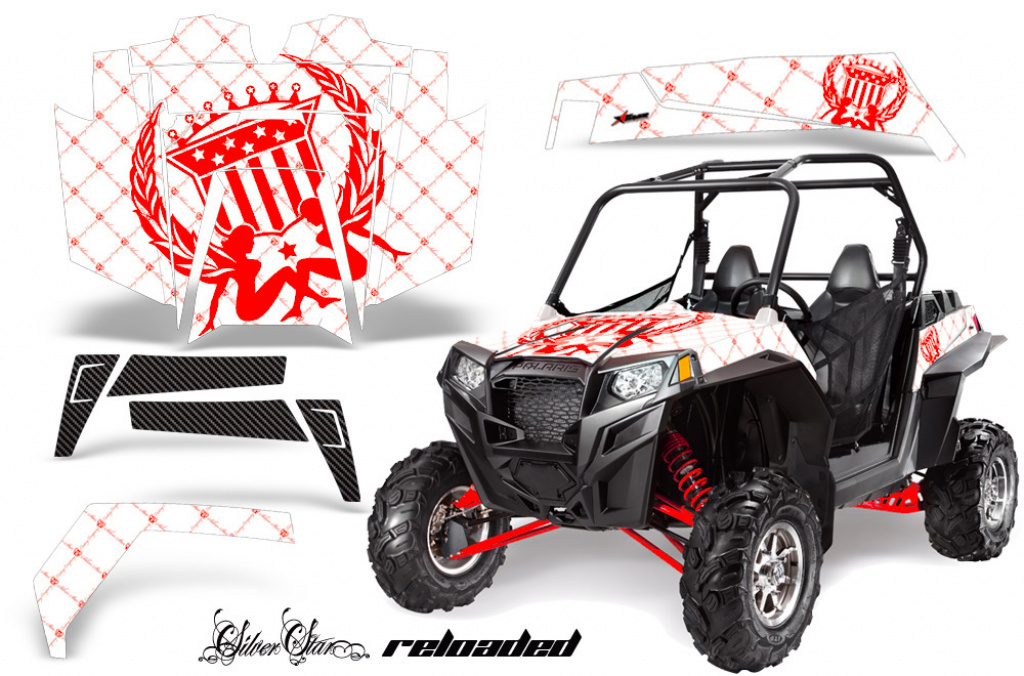 Silverstar - Reloaded Hintergrund = Weiß, Designfarbe = Rot für Polaris RZR 900XP 11-14
