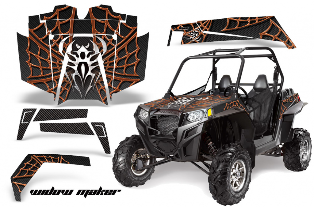 Widow Maker Hintergrund = Schwarz, Designfarbe = Orange für Polaris RZR 900XP 11-14