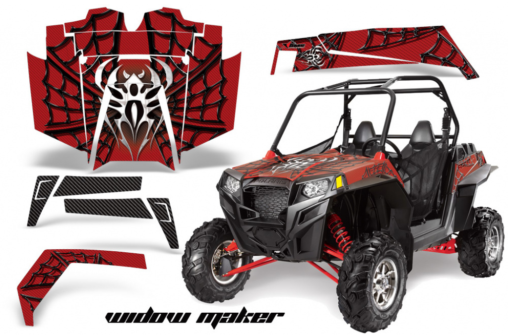 Widow Maker Hintergrund = Rot, Designfarbe = Schwarz für Polaris RZR 900XP 11-14