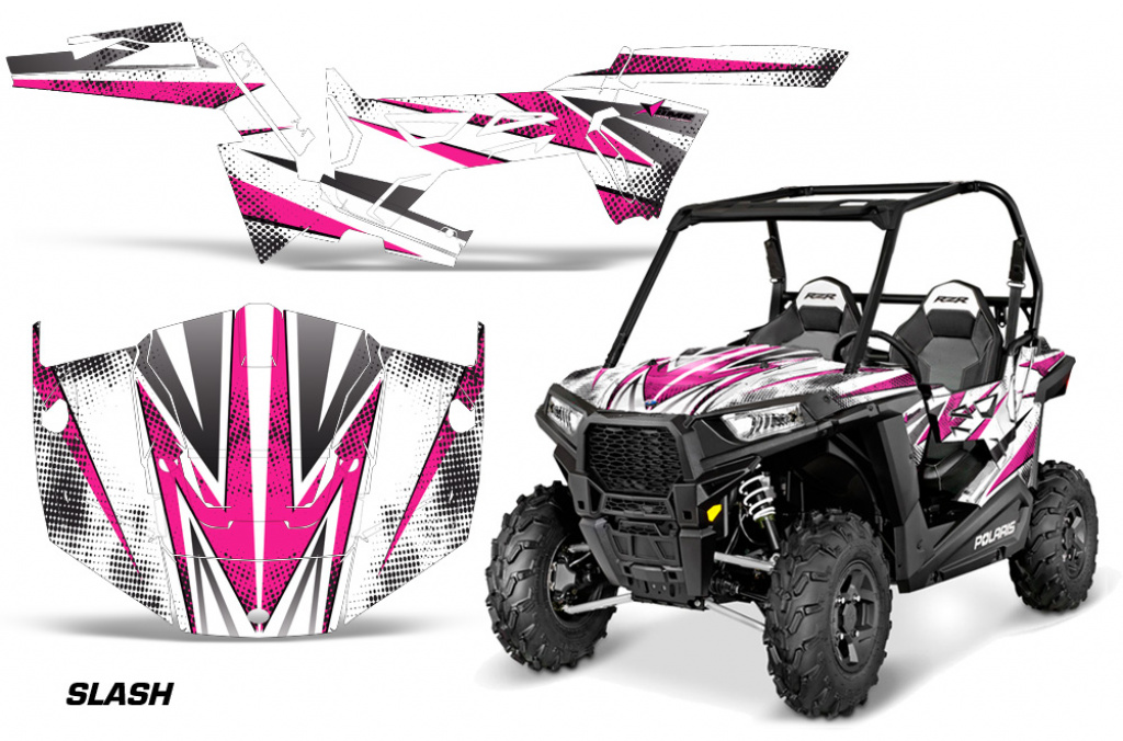 Slash Hintergrund = Weiß, Designfarbe = Pink für Polaris RZR 900 Trail 15-20