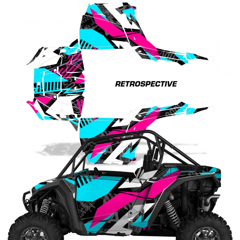 Retrospective Hintergrund = Teal Blau, Designfarbe = Pink für Polaris RZR 1000 XP 2 Türer 24-25