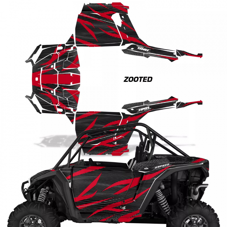 Zooted Hintergrund = Schwarz, Designfarbe = Rot für Polaris RZR 1000 XP 2 Türer 24-25