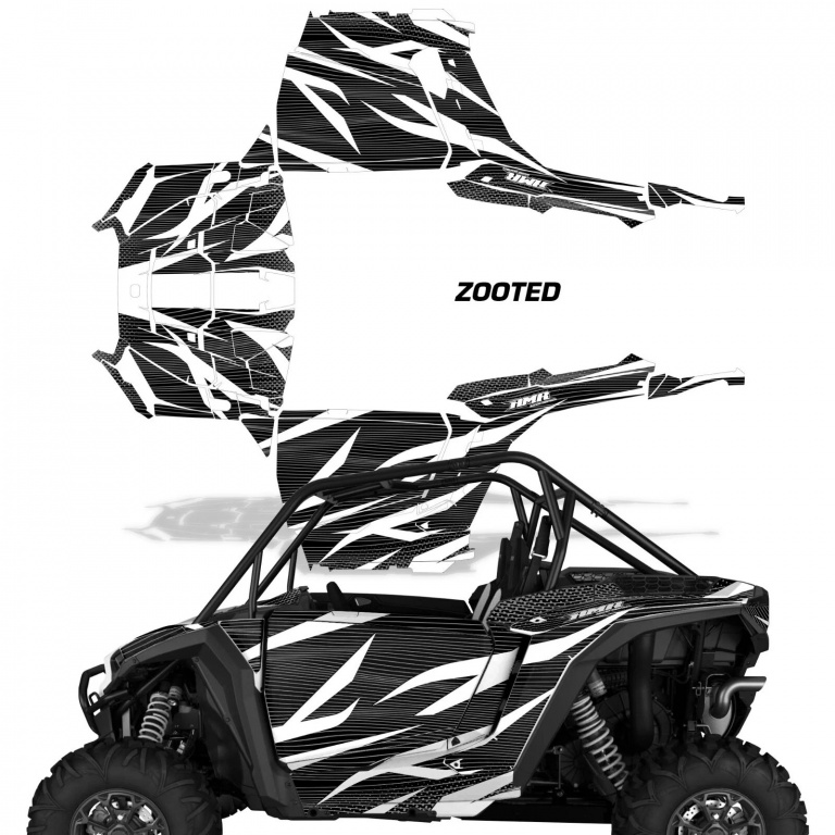 Zooted Hintergrund = Schwarz, Designfarbe = Weiß für Polaris RZR 1000 XP 2 Türer 24-25