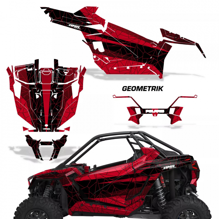Geometrik Hintergrund = Schwarz, Designfarbe = Rot für Polaris RZR Pro XP 2 Türer 20-24