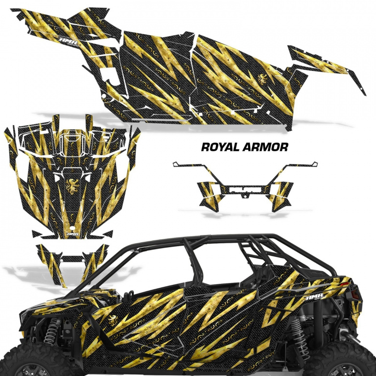Royal Armor Hintergrund = Schwarz, Designfarbe = Gelb für Polaris RZR Pro XP 4 Türer 20-24