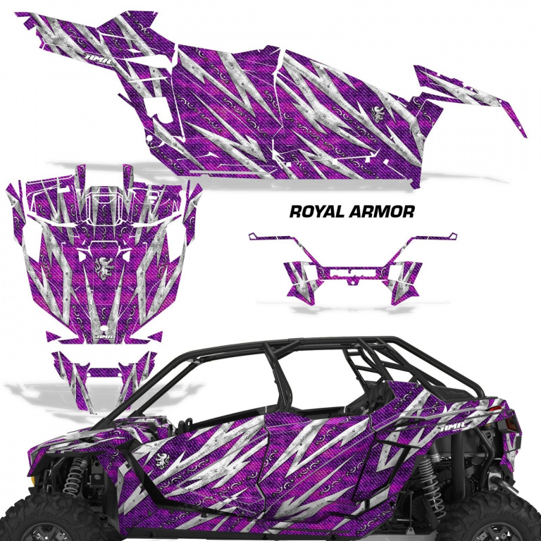 Royal Armor Hintergrund = Lila, Designfarbe = Silber für Polaris RZR Pro XP 4 Türer 20-24