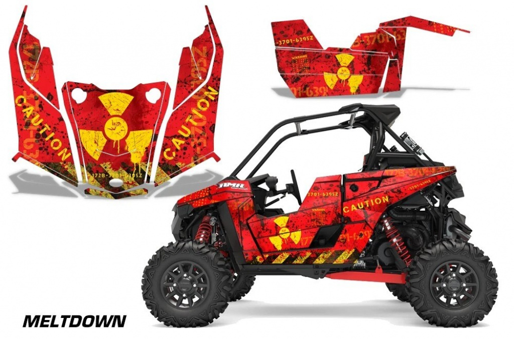 Meltdown Hintergrund = Rot, Designfarbe = Gelb für Polaris RZR RS1