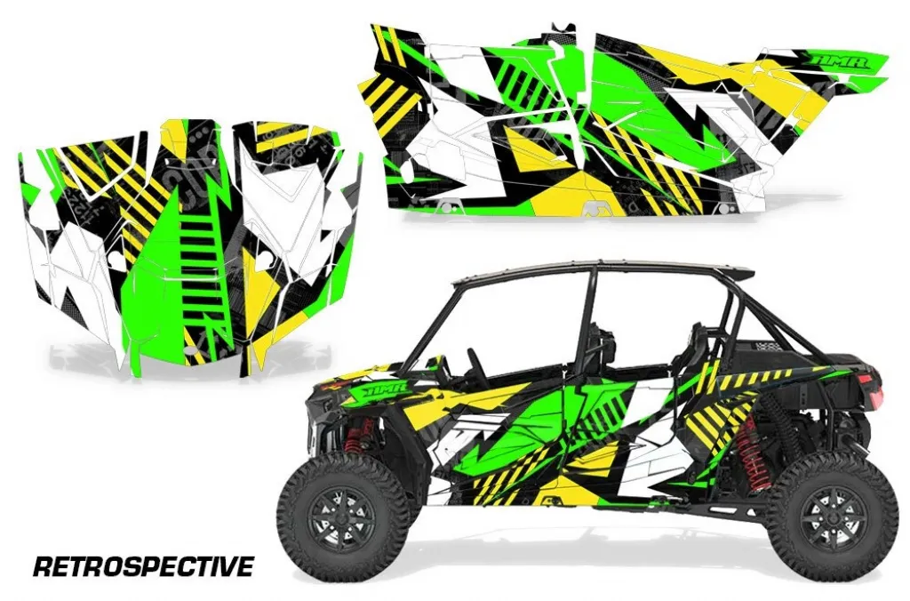 Retrospective Hintergrund = Gelb, Designfarbe = Grün für Polaris RZR Turbo 1000 4 Türer 19-23
