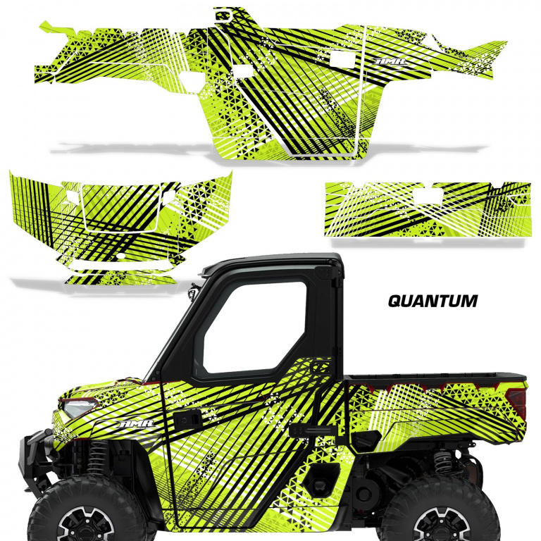 Quantum Hintergrund = Lime Grün, Designfarbe = Schwarz für Polaris Ranger 1000 XP 18-24