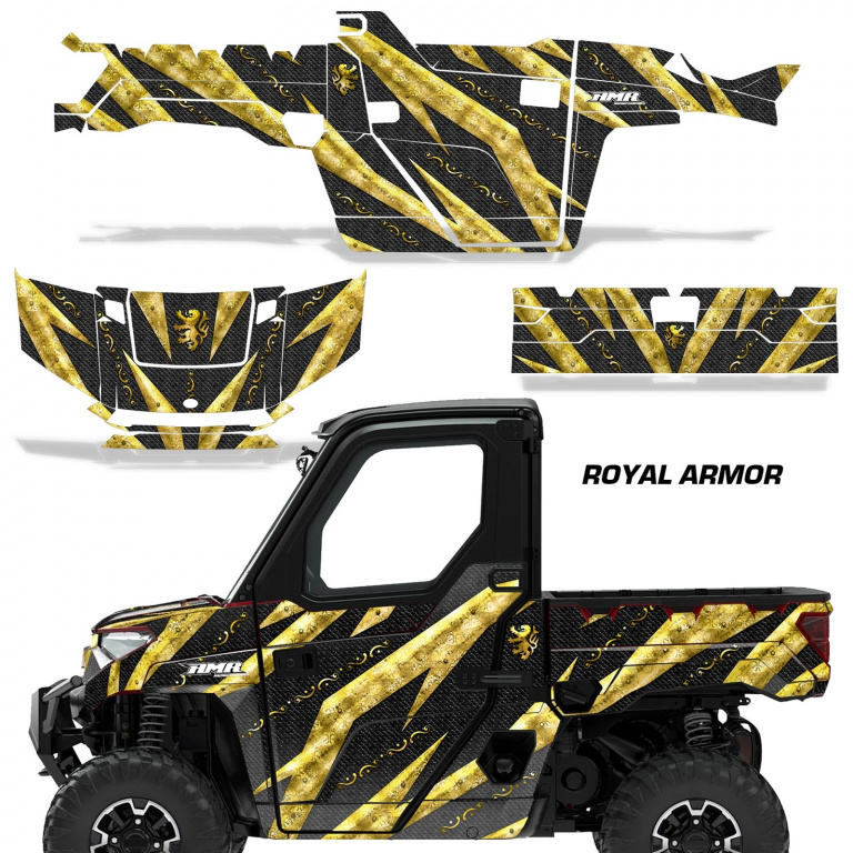 Royal Armor Hintergrund = Schwarz, Designfarbe = Gelb für Polaris Ranger 1000 XP 18-24