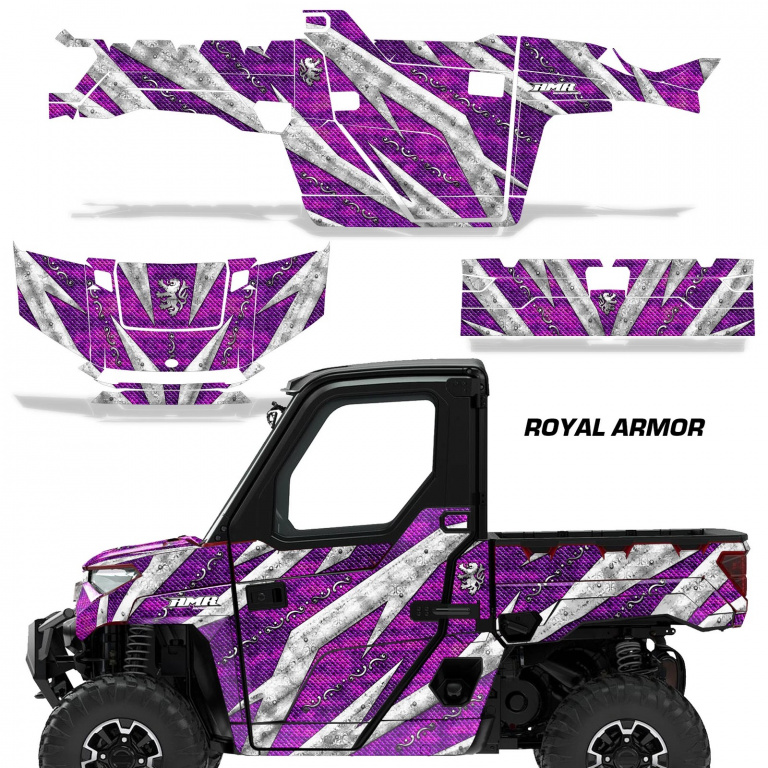 Royal Armor Hintergrund = Lila, Designfarbe = Silber für Polaris Ranger 1000 XP 18-24