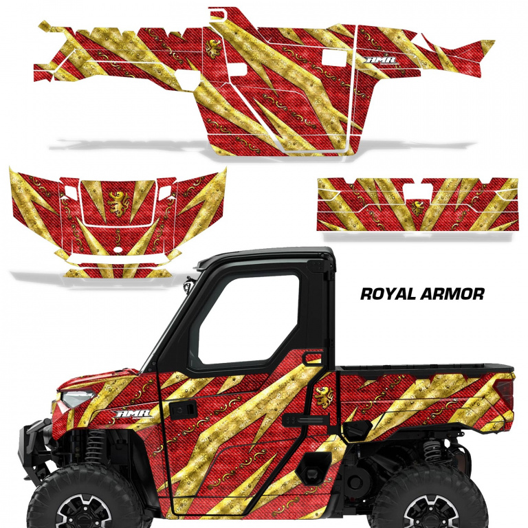 Royal Armor Hintergrund = Rot, Designfarbe = Gelb für Polaris Ranger 1000 XP 18-24