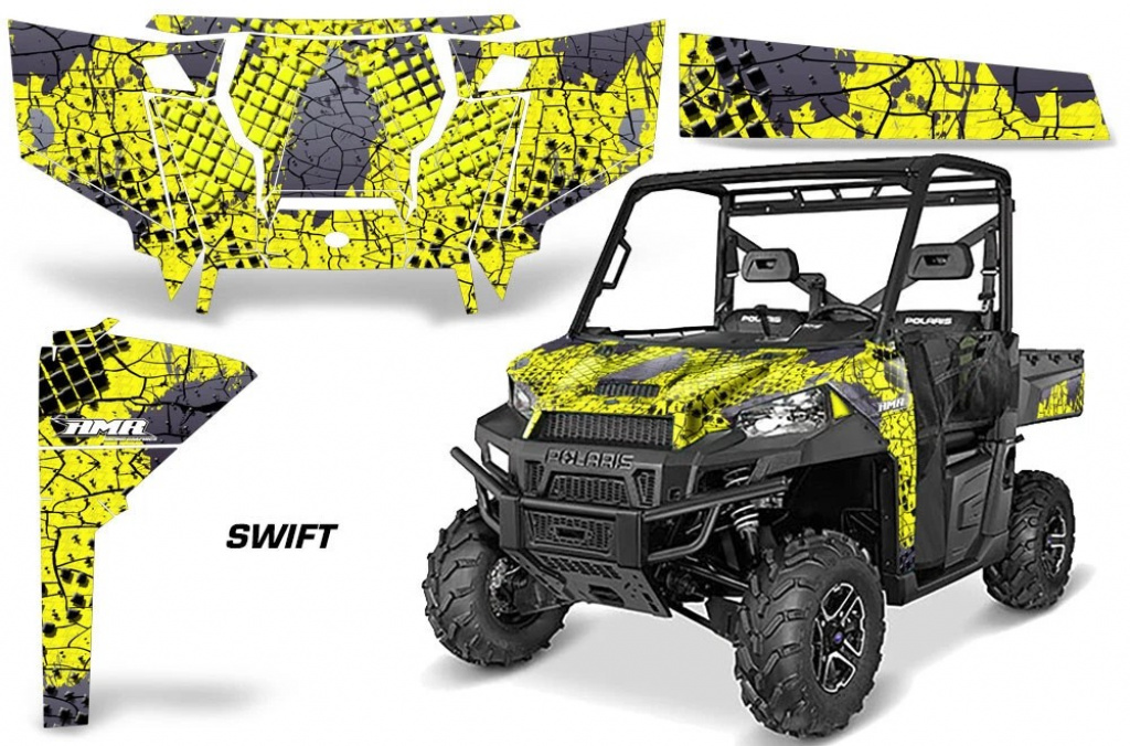 Swift Hintergrund = Schwarz, Designfarbe = Gelb für Polaris Ranger 1000XP/ Crew 2017
