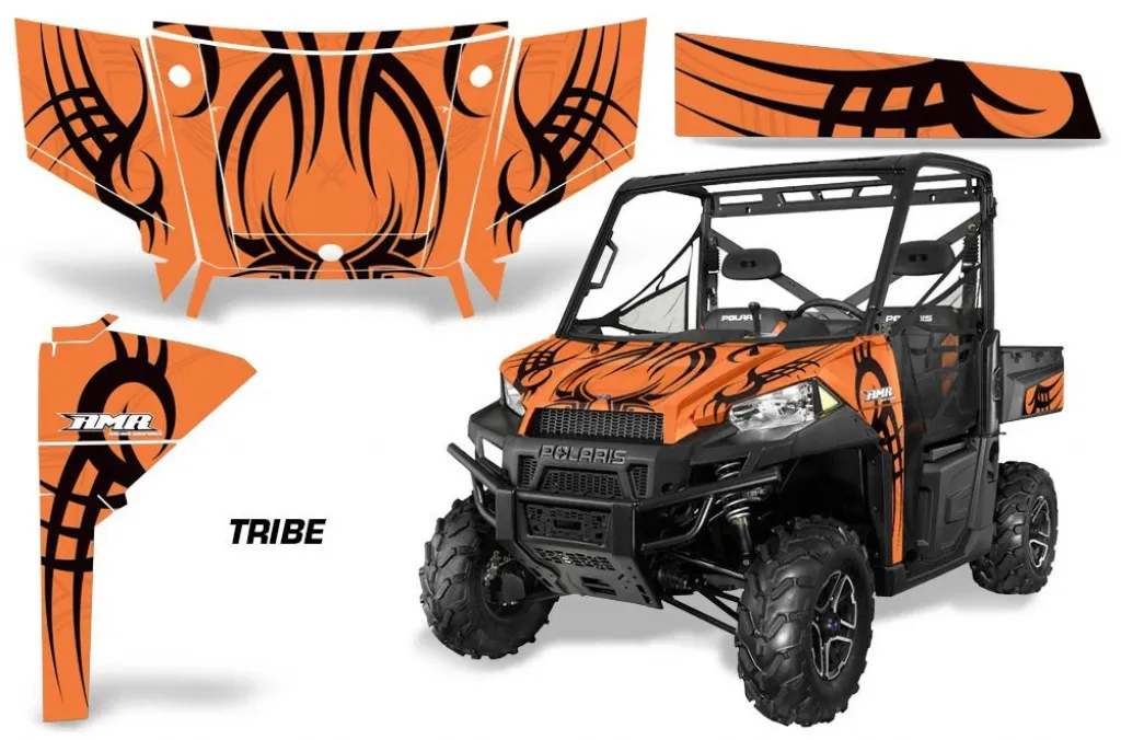 Tribe Background = Orange, Design color = Black for Polaris Ranger 900Crew/900XP 2017