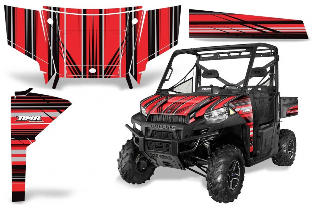 InLine Hintergrund = Schwarz, Designfarbe = Rot für Polaris Ranger 570/900 13-15