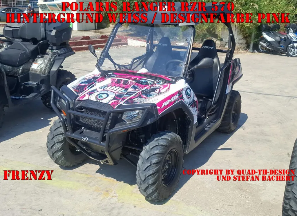 Frenzy Background = White, Design color = Pink for Polaris Ranger RZR