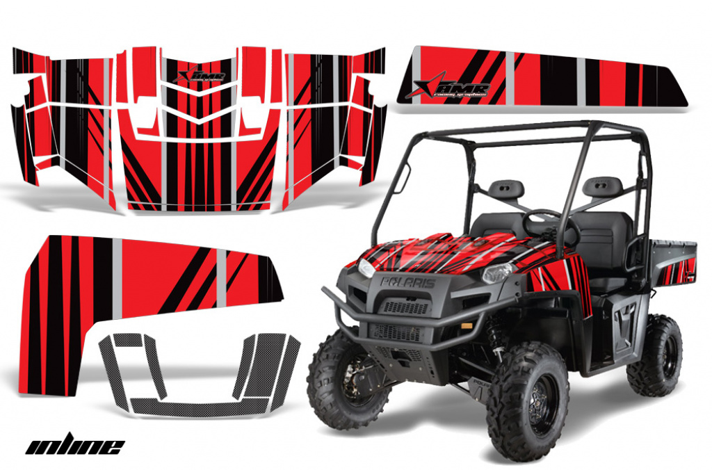 InLine Hintergrund = Schwarz, Designfarbe = Rot für Polaris Ranger XP 2009
