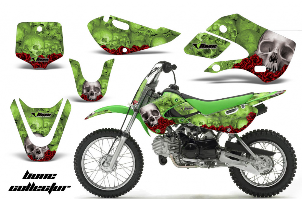 Bone Collector Grün mit Nummernfeldern für Suzuki DRZ 110 All Years