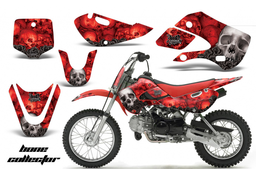 Bone Collector Rot mit Nummernfeldern für Suzuki DRZ 110 All Years