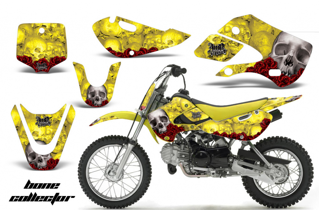 Bone Collector Gelb mit Nummernfeldern für Suzuki DRZ 110 All Years