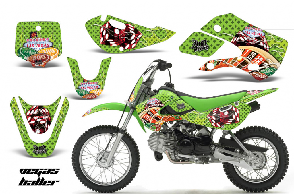 Vegas Baller Grün mit Nummernfeldern für Suzuki DRZ 110 All Years
