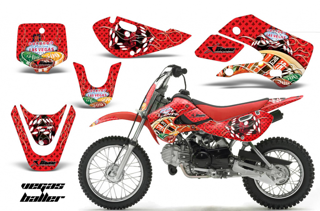 Vegas Baller Rot mit Nummernfeldern für Suzuki DRZ 110 All Years