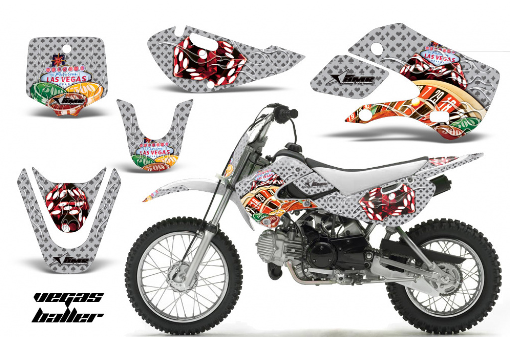 Vegas Baller Silber mit Nummernfeldern für Suzuki DRZ 110 All Years