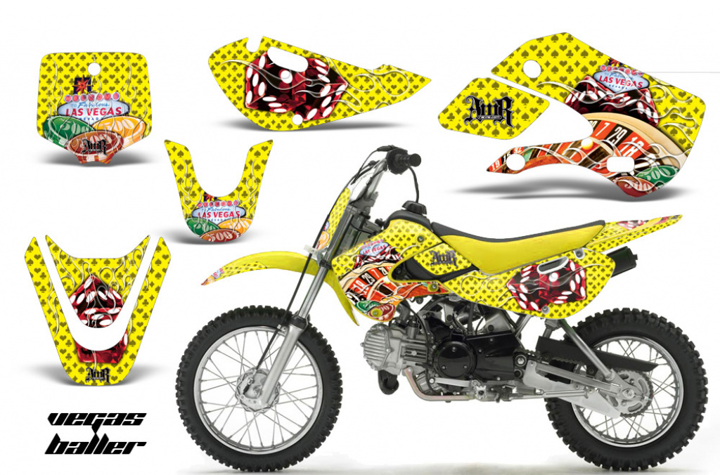 Vegas Baller Gelb mit Nummernfeldern für Suzuki DRZ 110 All Years