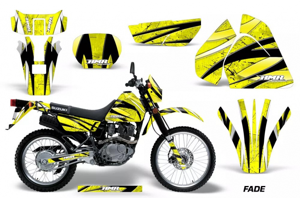 Fade Gelb mit Nummernfeldern für Suzuki DRZ 200 SE 1996-2009