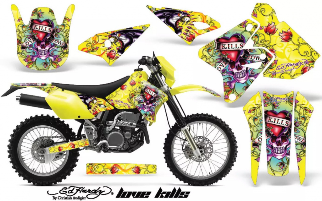 Ed-Hardy - Lovekills Gelb ohne Nummernfeldern für Suzuki DRZ 400 S/SM 2000-2023