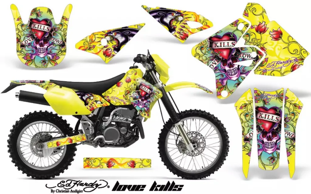 Ed-Hardy - Lovekills Gelb ohne Nummernfeldern für Suzuki DRZ 400 S/SM 2000-2023