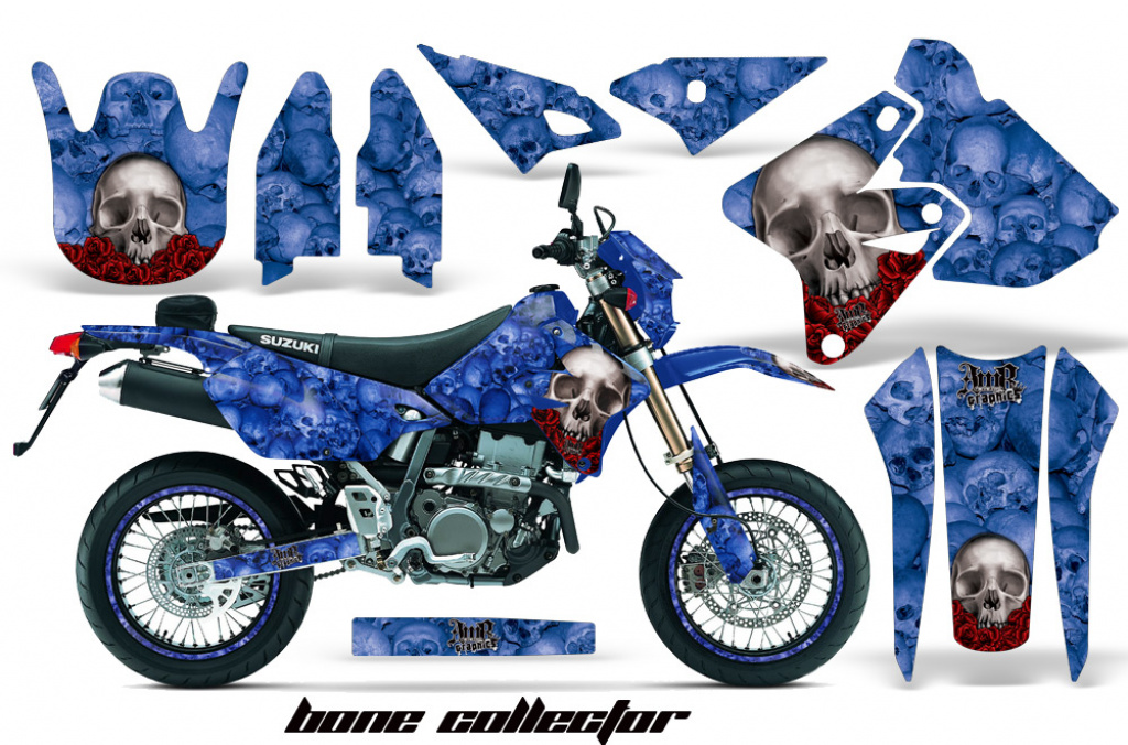 Bone Collector Blau mit Nummernfeldern für Suzuki DRZ 400 S/SM 2000-2023