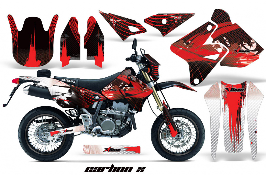 Carbon-X Rot mit Nummernfeldern für Suzuki DRZ 400 S/SM 2000-2023