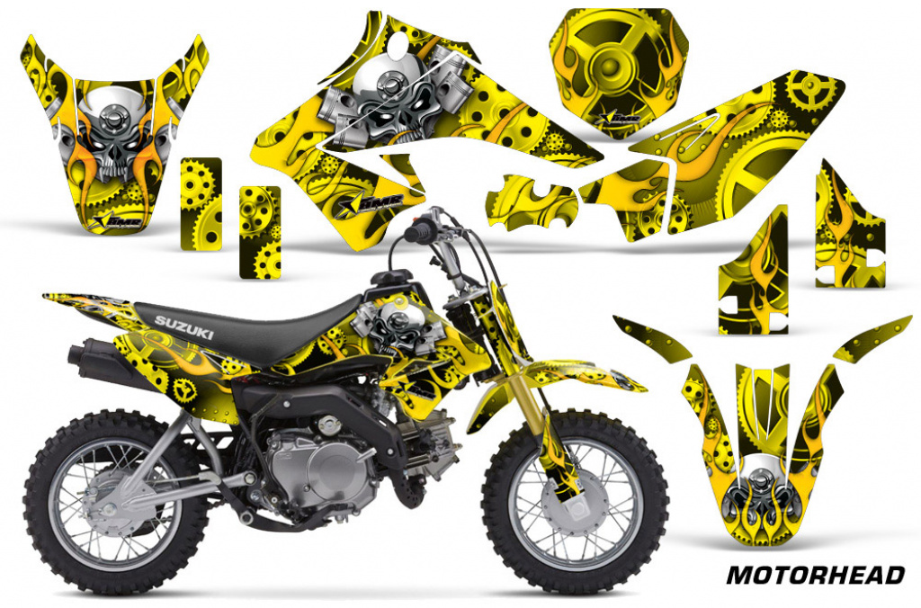 Motorhead Gelb mit Nummernfeldern für Suzuki DRZ 70 2008-2016