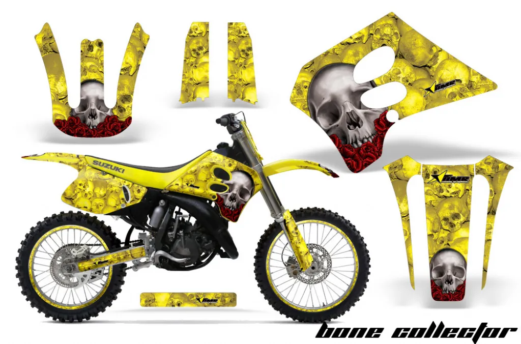 Bone Collector Gelb mit Nummernfeldern für Suzuki RM 125 1993-1995
