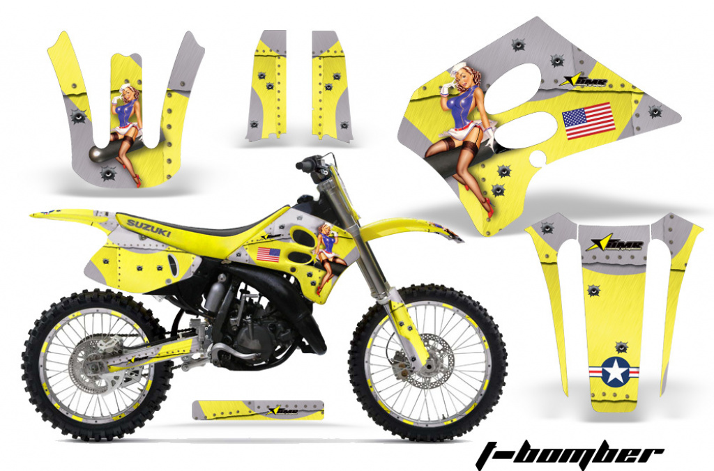 T-Bomber Gelb mit Nummernfeldern für Suzuki RM 250 1993-1995