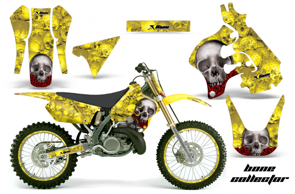 Bone Collector Gelb mit Nummernfeldern für Suzuki RM 125 1996-1998
