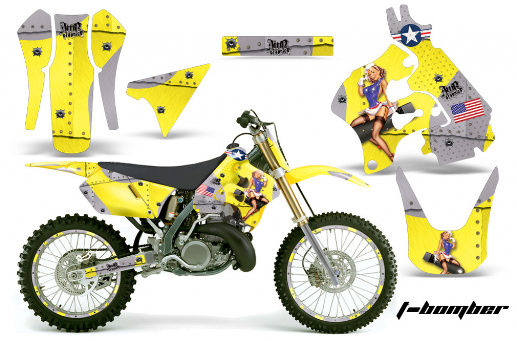 T-Bomber Gelb mit Nummernfeldern für Suzuki RM 125 1996-1998