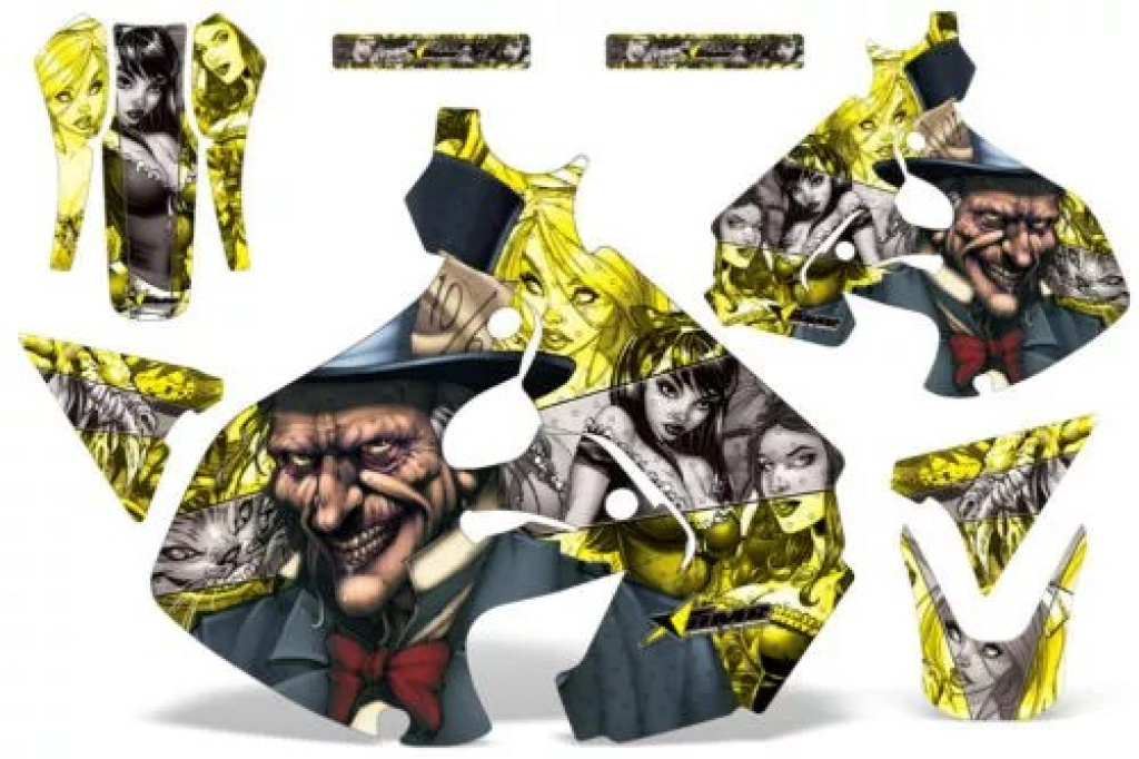Mad-Hatter Hintergrund = Gelb, Designfarbe = Silber ohne Nummernfeldern für Suzuki RM 125 1999-2000