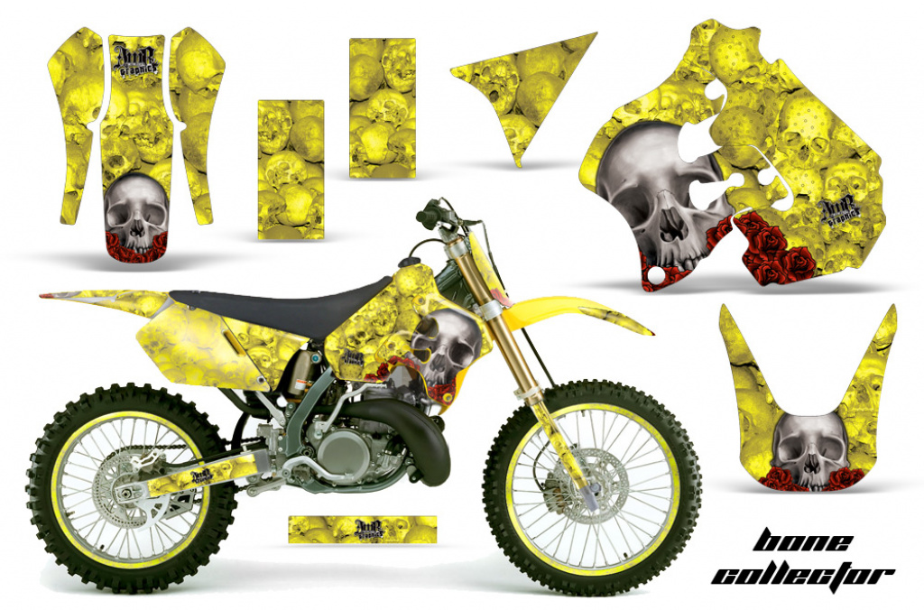 Bone Collector Gelb mit Nummernfeldern für Suzuki RM 250 1996-1998
