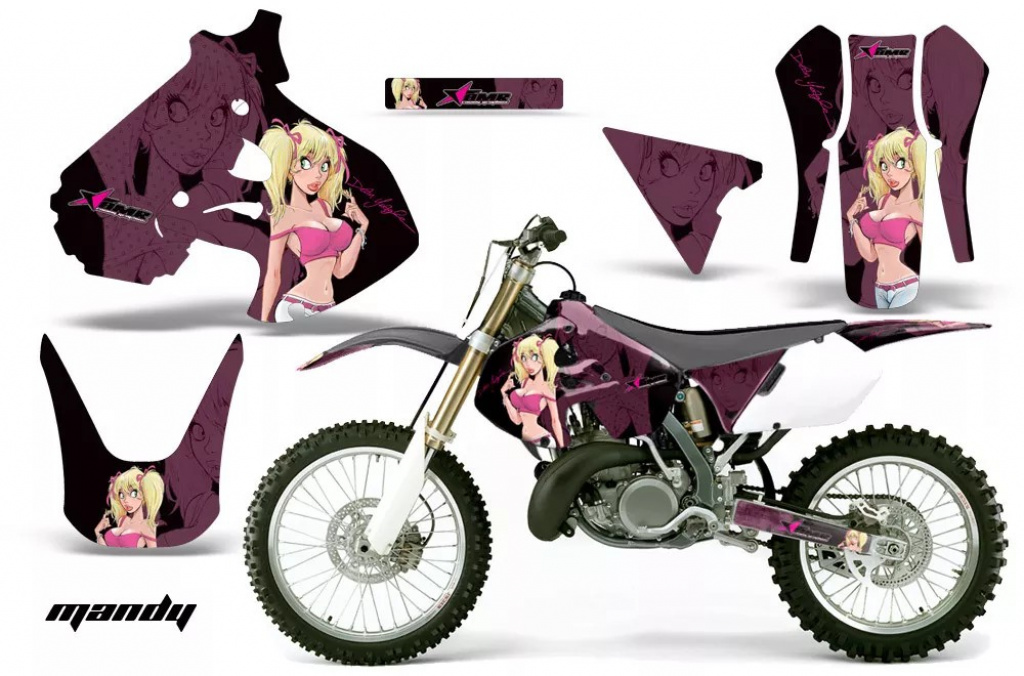 Mandy Hintergrund = Schwarz, Designfarbe = Pink ohne Nummernfeldern für Suzuki RM 250 1999-2000