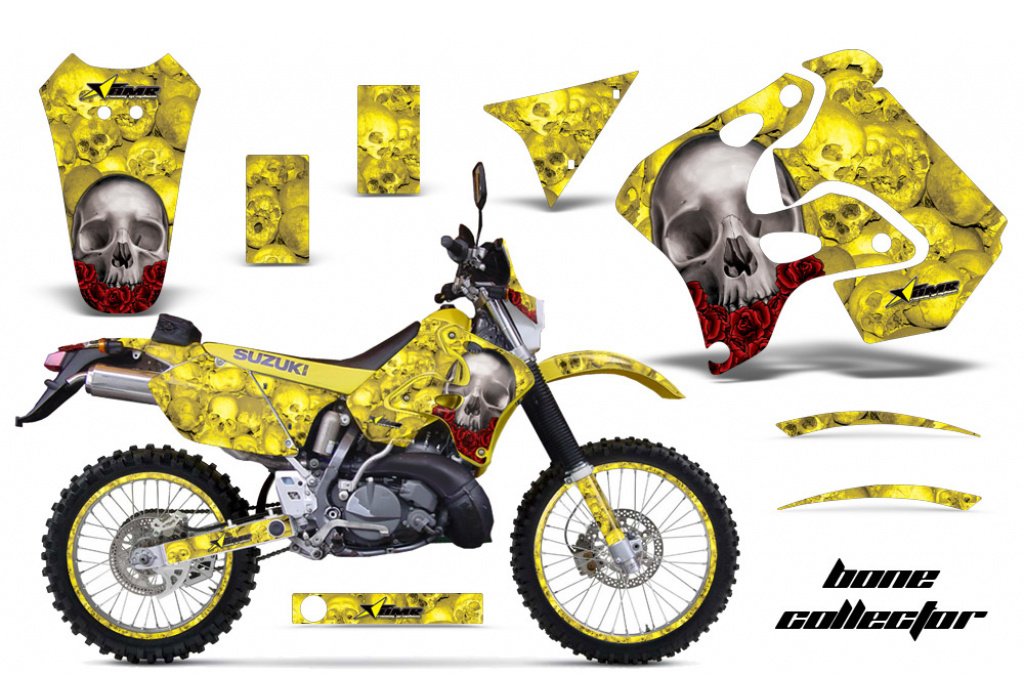 Bone Collector Gelb mit Nummernfeldern für Suzuki RMX 250S 1996-1998