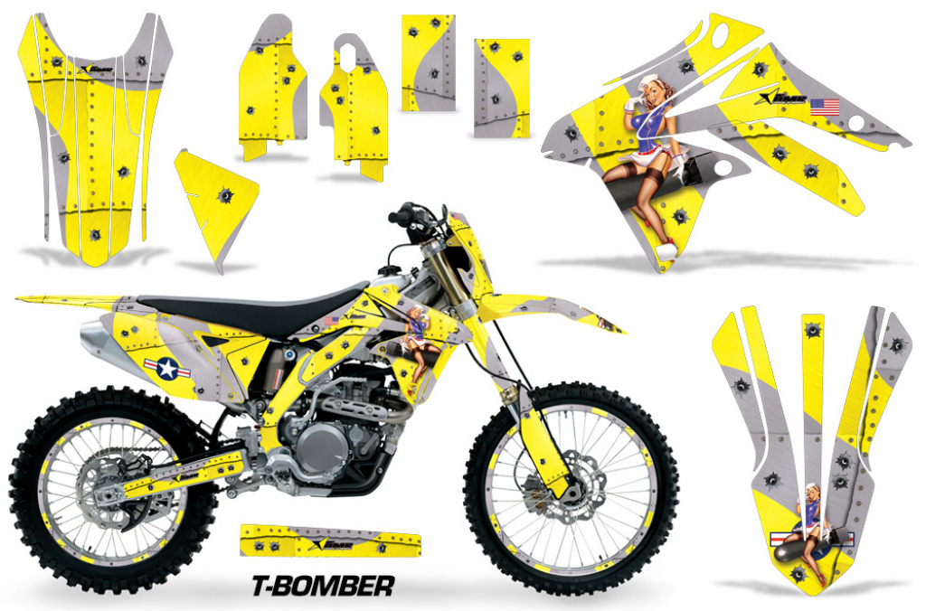 T-Bomber Gelb mit Nummernfeldern für Suzuki RMX 450Z 2009-2017