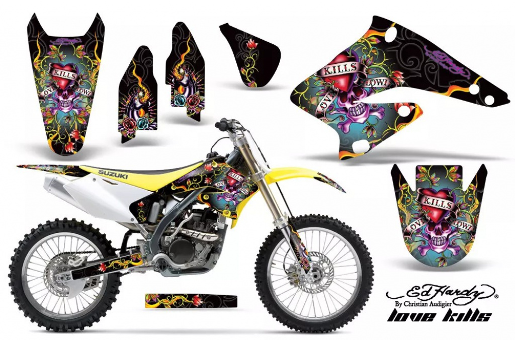 Ed-Hardy - Lovekills Schwarz ohne Nummernfeldern für Suzuki RMZ 250 2004-2006