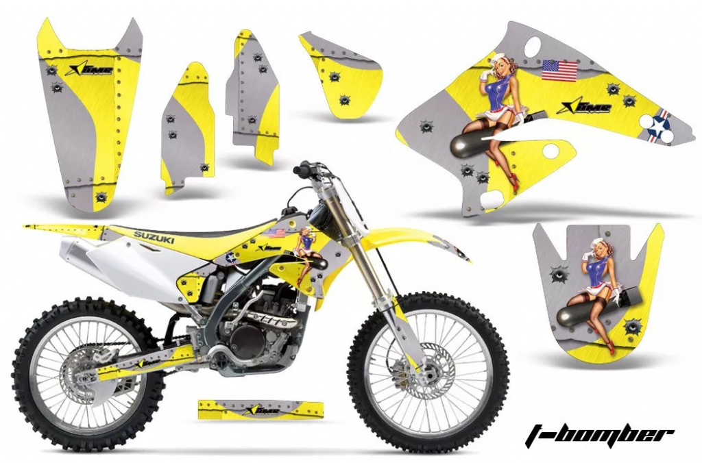 T-Bomber Gelb ohne Nummernfeldern für Suzuki RMZ 250 2004-2006