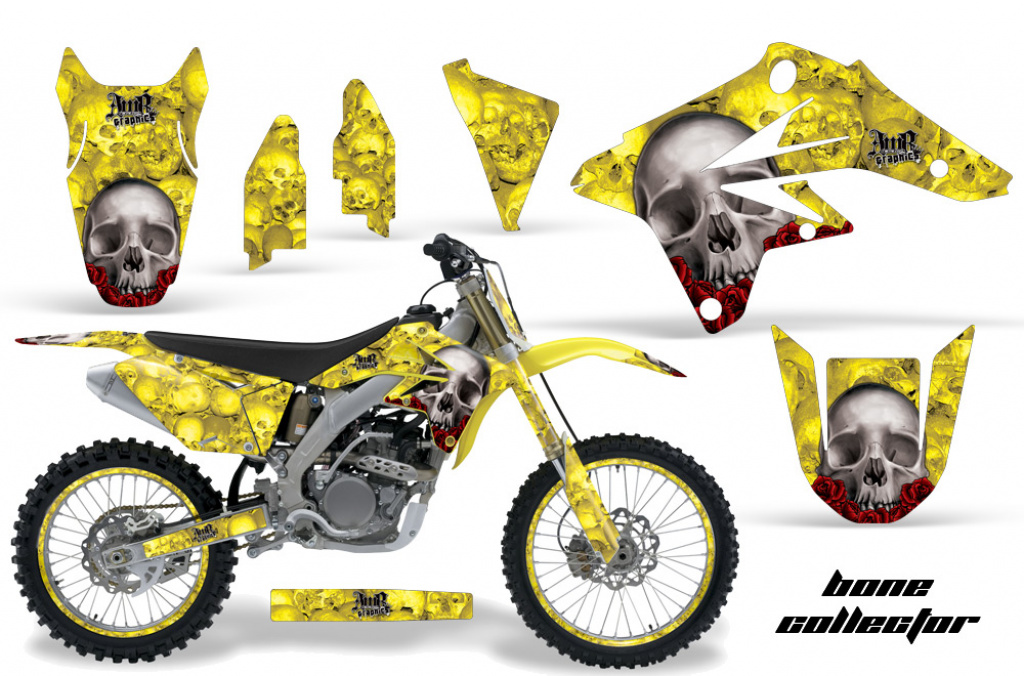 Bone Collector Gelb mit Nummernfeldern für Suzuki RMZ 250 2007-2009