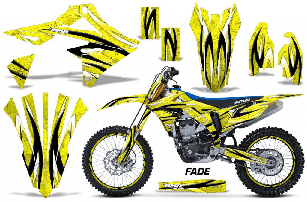 Fade Gelb mit Nummernfeldern für Suzuki RMZ 450 2018-2025