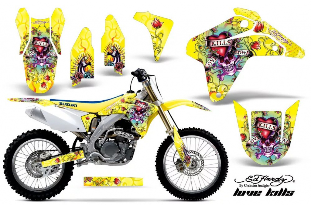 Ed-Hardy - Lovekills Gelb ohne Nummernfeldern für Suzuki RMZ 450 2005-2006