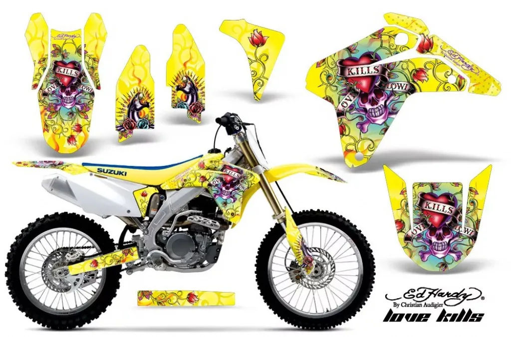 Ed-Hardy - Lovekills Gelb ohne Nummernfeldern für Suzuki RMZ 450 2005-2006